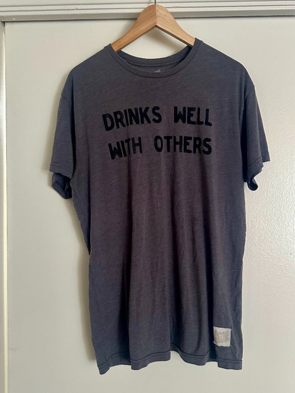 The Original Retro Brand “Drinks Well With Others” Grey Graphic Tee Men’s Large